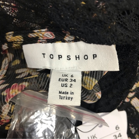 Topshop Black Floral Balloon Blouse - Picture 4 of 7